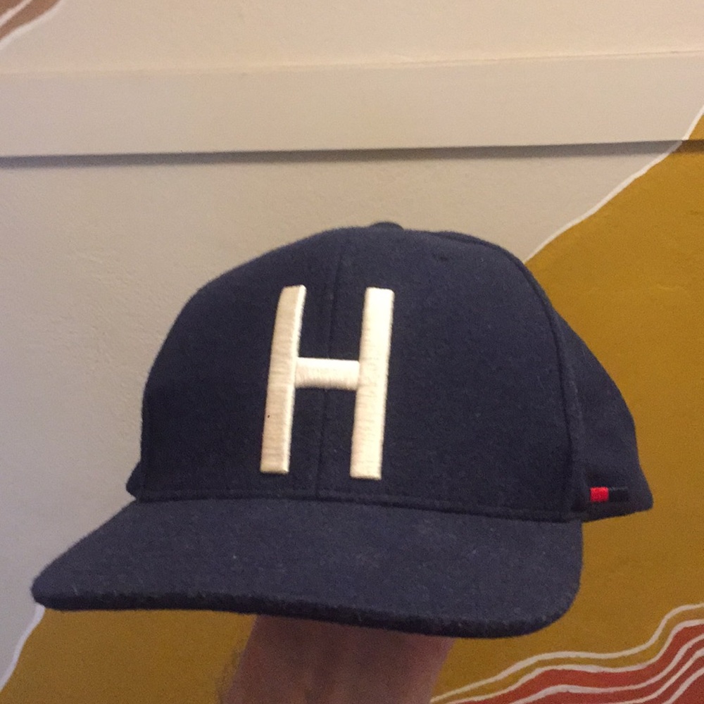 Herschel “H” navy blue wool snapback